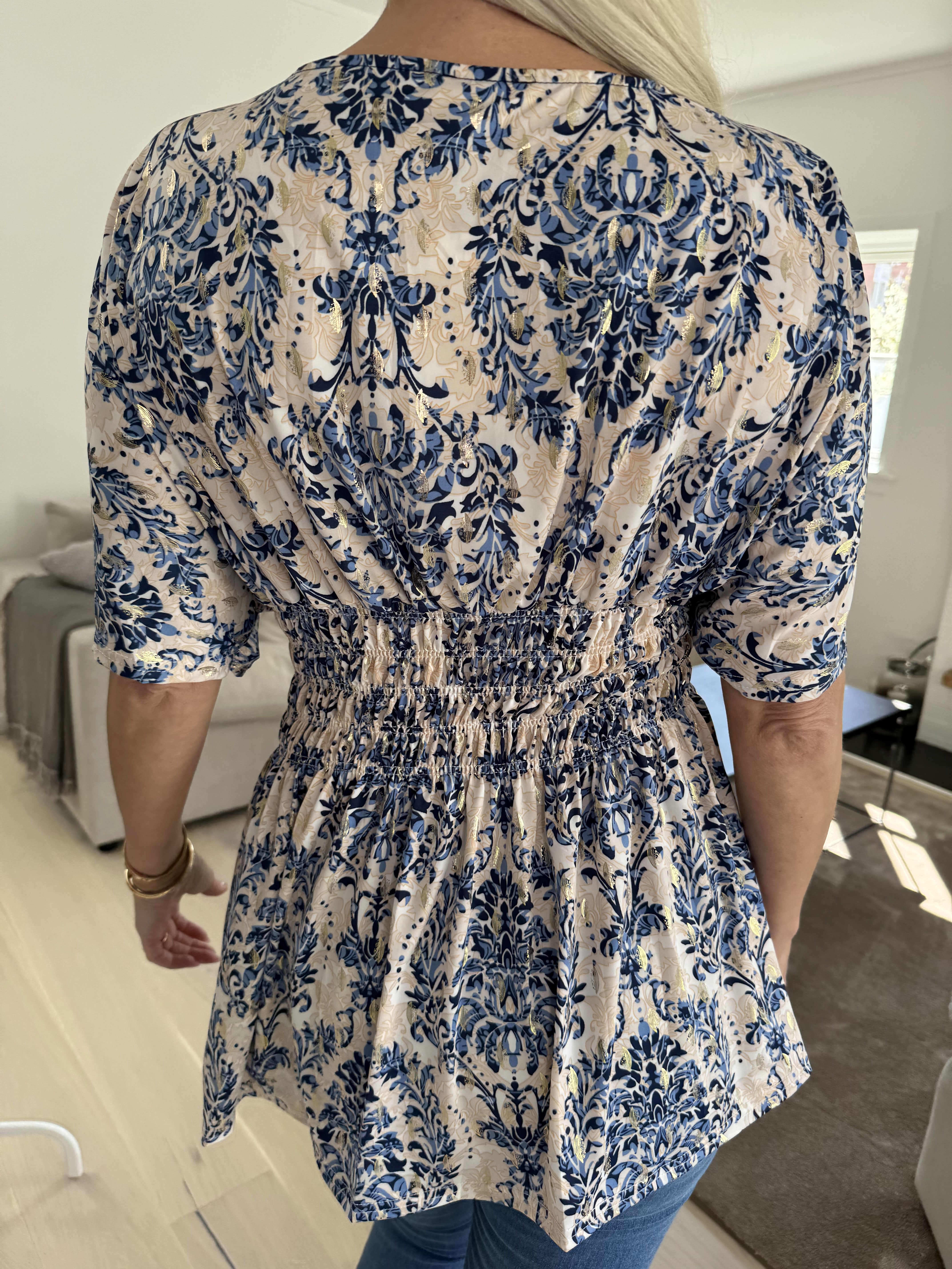 Pams Royal Shirt - Sød tunika i fint med print med smock